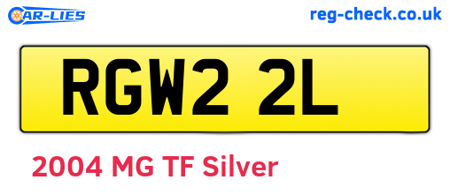 RGW22L are the vehicle registration plates.