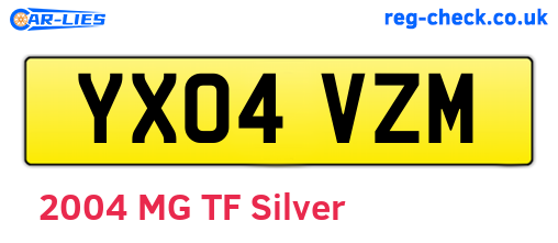YX04VZM are the vehicle registration plates.