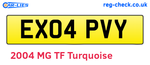 EX04PVY are the vehicle registration plates.