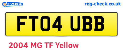 FT04UBB are the vehicle registration plates.