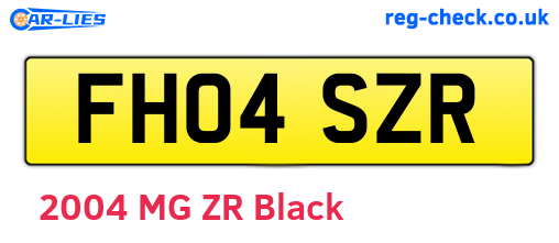 FH04SZR are the vehicle registration plates.