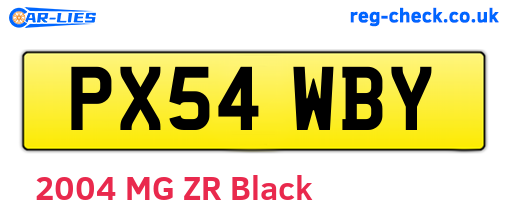 PX54WBY are the vehicle registration plates.