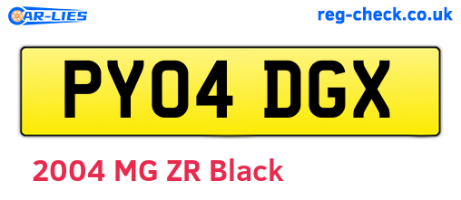 PY04DGX are the vehicle registration plates.