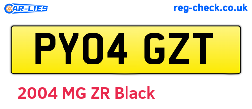 PY04GZT are the vehicle registration plates.