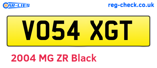 VO54XGT are the vehicle registration plates.