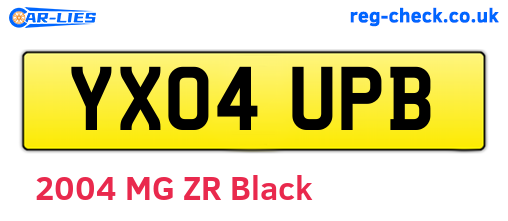 YX04UPB are the vehicle registration plates.