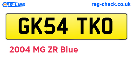 GK54TKO are the vehicle registration plates.