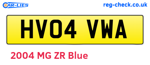 HV04VWA are the vehicle registration plates.