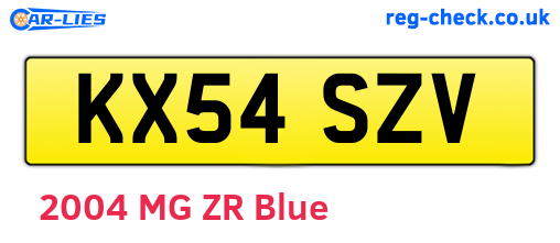 KX54SZV are the vehicle registration plates.