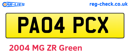PA04PCX are the vehicle registration plates.