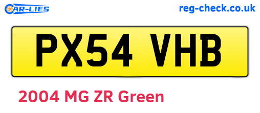 PX54VHB are the vehicle registration plates.