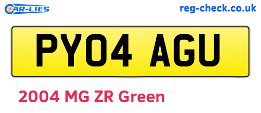 PY04AGU are the vehicle registration plates.