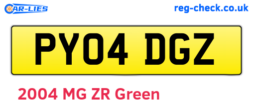 PY04DGZ are the vehicle registration plates.