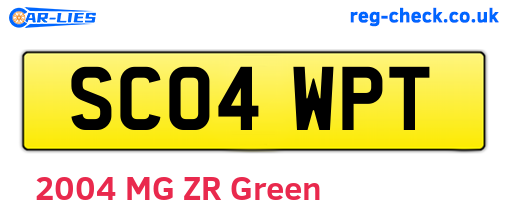 SC04WPT are the vehicle registration plates.