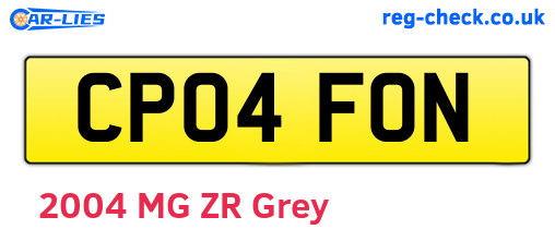 CP04FON are the vehicle registration plates.