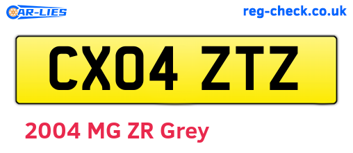 CX04ZTZ are the vehicle registration plates.
