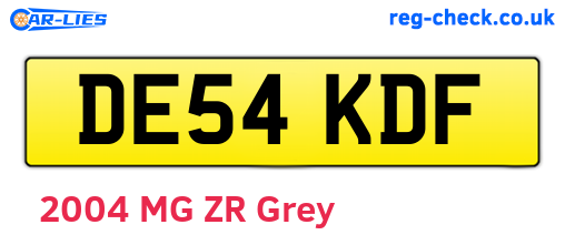 DE54KDF are the vehicle registration plates.
