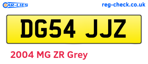 DG54JJZ are the vehicle registration plates.