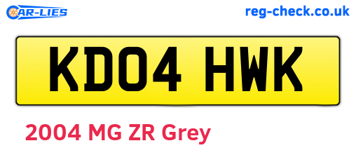 KD04HWK are the vehicle registration plates.