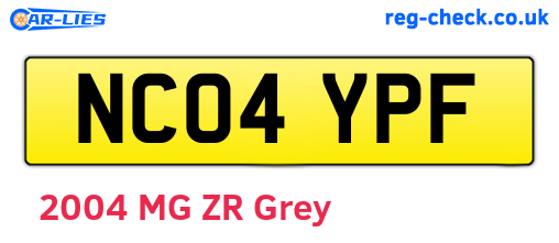 NC04YPF are the vehicle registration plates.