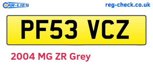 PF53VCZ are the vehicle registration plates.