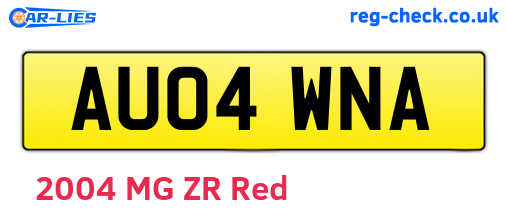 AU04WNA are the vehicle registration plates.