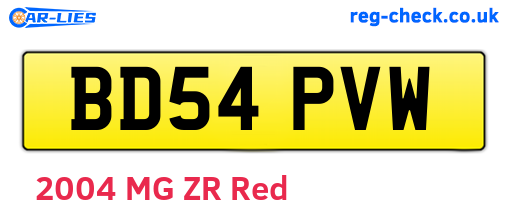 BD54PVW are the vehicle registration plates.
