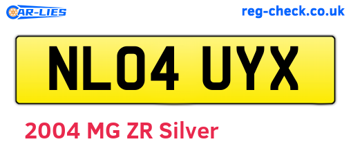 NL04UYX are the vehicle registration plates.