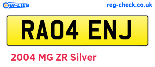 RA04ENJ are the vehicle registration plates.