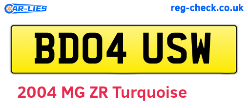 BD04USW are the vehicle registration plates.