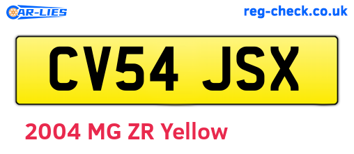 CV54JSX are the vehicle registration plates.
