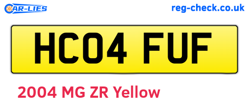 HC04FUF are the vehicle registration plates.