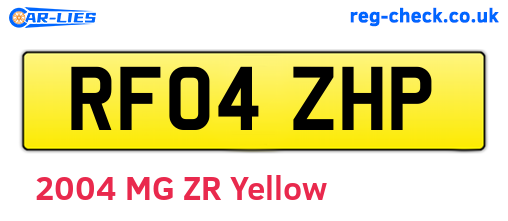 RF04ZHP are the vehicle registration plates.