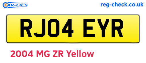 RJ04EYR are the vehicle registration plates.
