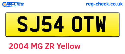 SJ54OTW are the vehicle registration plates.