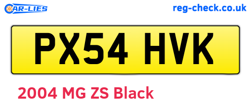 PX54HVK are the vehicle registration plates.