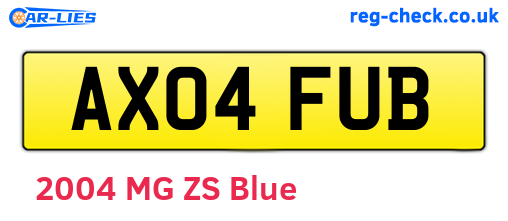 AX04FUB are the vehicle registration plates.