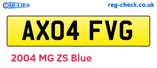 AX04FVG are the vehicle registration plates.