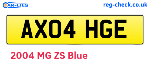 AX04HGE are the vehicle registration plates.