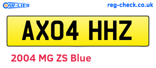 AX04HHZ are the vehicle registration plates.