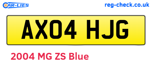 AX04HJG are the vehicle registration plates.