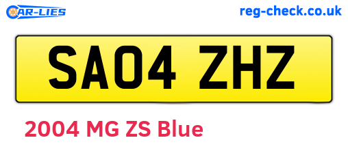 SA04ZHZ are the vehicle registration plates.