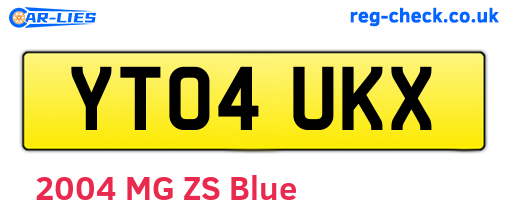 YT04UKX are the vehicle registration plates.