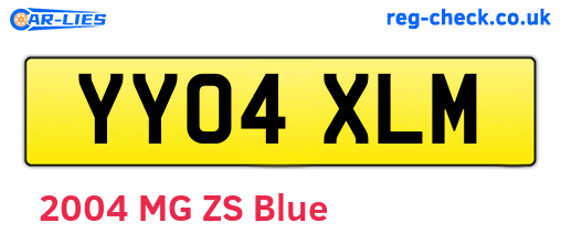 YY04XLM are the vehicle registration plates.