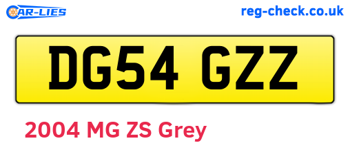DG54GZZ are the vehicle registration plates.
