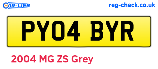 PY04BYR are the vehicle registration plates.