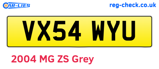VX54WYU are the vehicle registration plates.