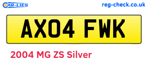 AX04FWK are the vehicle registration plates.