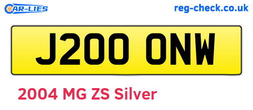 J200ONW are the vehicle registration plates.
