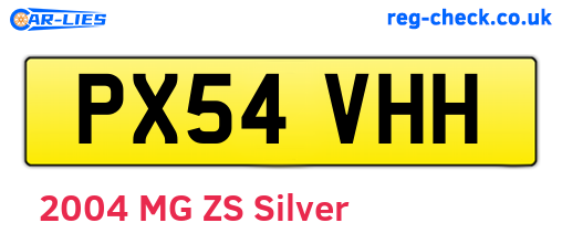 PX54VHH are the vehicle registration plates.